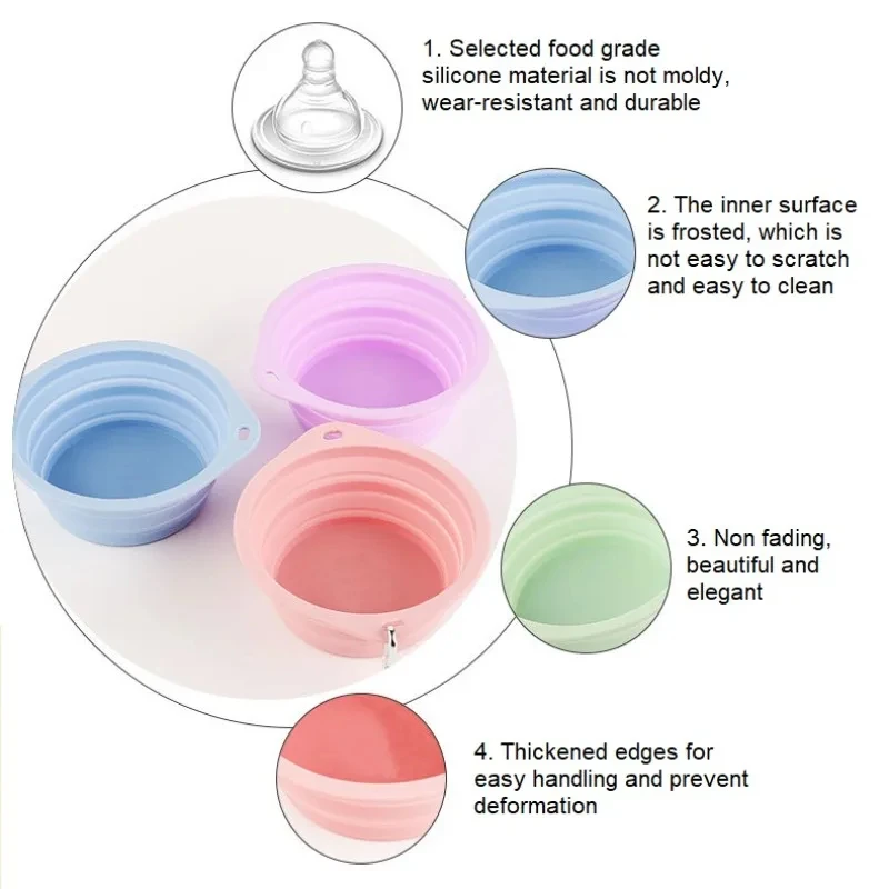 Cuenco plegable de silicona para perros y mascotas, contenedor de comida portátil para viajes al aire libre, alimentador, plato, suministros para mascotas, 350/600ml - imagen 3