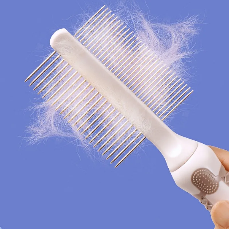 Peine para perros, cepillo para perros de doble cara, removedor de pelo para mascotas, cepillo de masaje para gatos, peines de acero inoxidable para cepillos de aseo para perros, suministros para mascotas - imagen 3