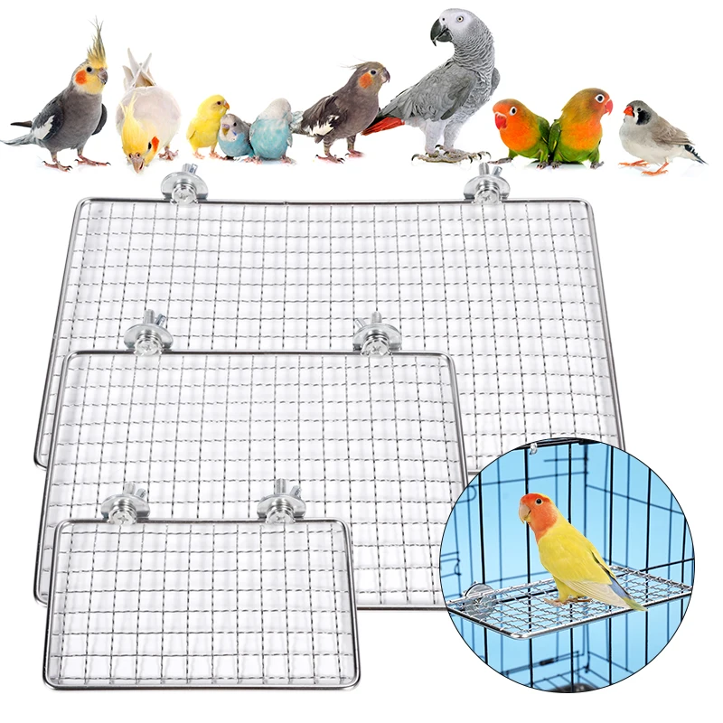 Juguete de acero inoxidable para pájaros, plataforma de estación de malla, jaula para loros y hámster, área de descanso decorativa, juguete para pájaros pequeños, 1 ud.