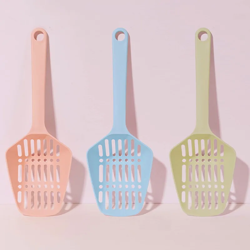 Pala para arena para gatos, pala para arena con mango largo, pala para arena colgante para gatos, limpieza de inodoro, pala para gatos con agujero grande, productos para mascotas