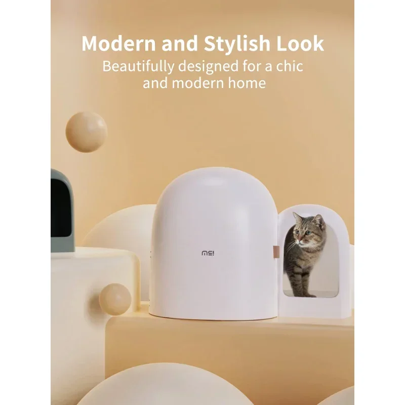 Caja de arena para gatos, inodoro totalmente cerrado para gatos, gran espacio, a prueba de fugas, sin olores, incluye cuchara, nuevo diseño moderno, 2023 - imagen 2