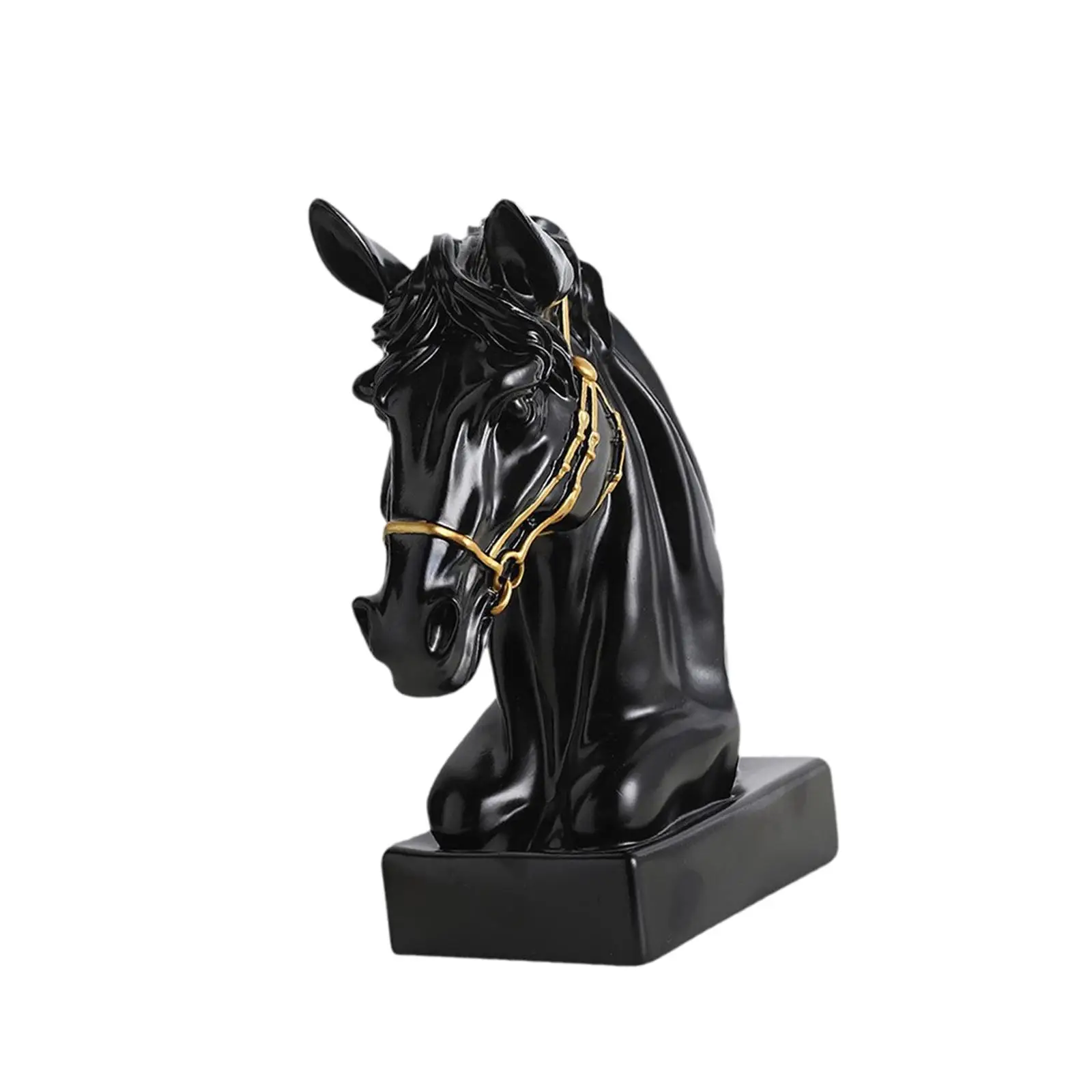 Estatuilla de arte de caballo, escultura abstracta de vinilo negro, decoración elegante de habitación para estante y mesa del hogar - imagen 4