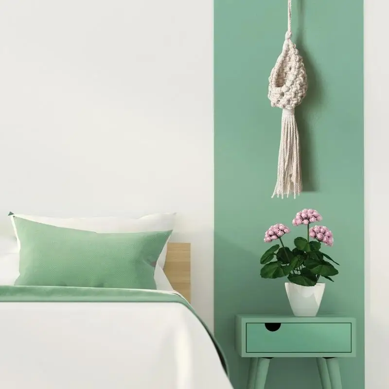 Colgador de macramé para plantas, soporte rústico para macramé, borla hecha a mano, exhibición de piña, macetero de pared, soporte para flores - imagen 4