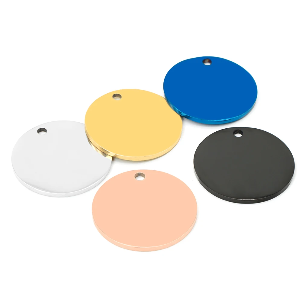Colgante redondo de acero inoxidable para fabricación de joyas, collar con etiqueta personalizada para perro, accesorios para llaveros, venta al por mayor, 20 unidades por lote - imagen 3