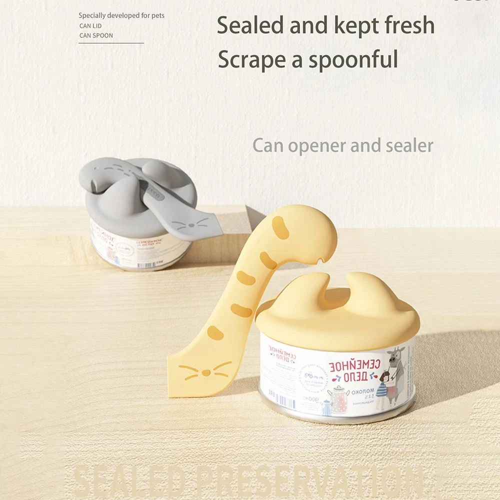 Cuchara multifuncional para mascotas, abridor de latas, cuchara para mezclar alimentos húmedos, cubierta de sellado para latas de gato, almacenamiento de alimentos, accesorio para perros - imagen 3