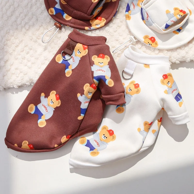 Otoño suave sudaderas con capucha para perros moda ropa para perros estampado de dibujos animados sudaderas para cachorros lindo cálido sudaderas con capucha para gatos jerseys para mascotas ropa de Bulldog