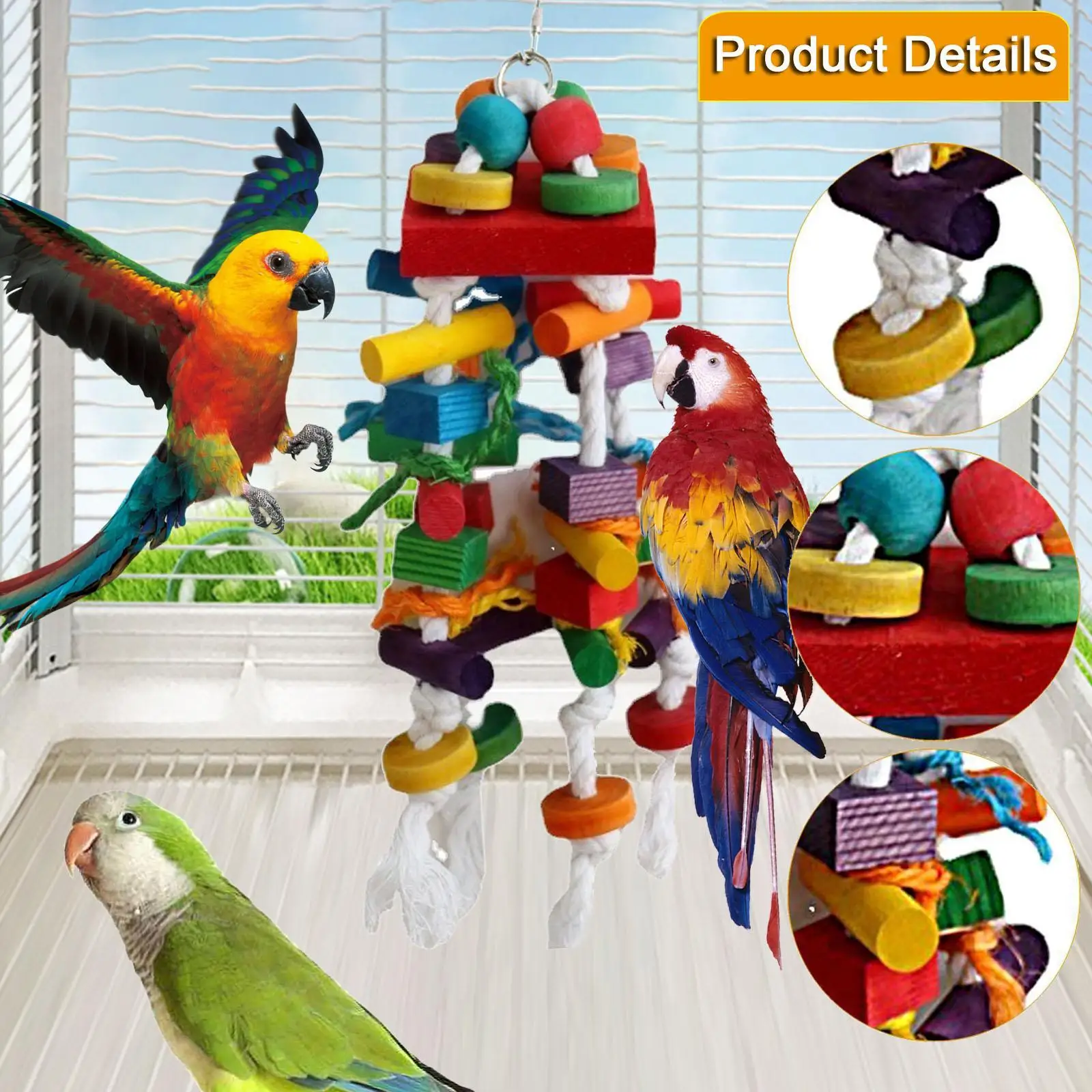 Jaula de juguete para loros, accesorio único, suministros para mascotas, soporte de percha, juguete para loros, periquitos, piñones, pájaros pequeños, cacatúas - imagen 5