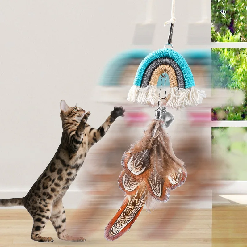 Vara interactiva arcoíris para gatos con clip de puerta - imagen 2