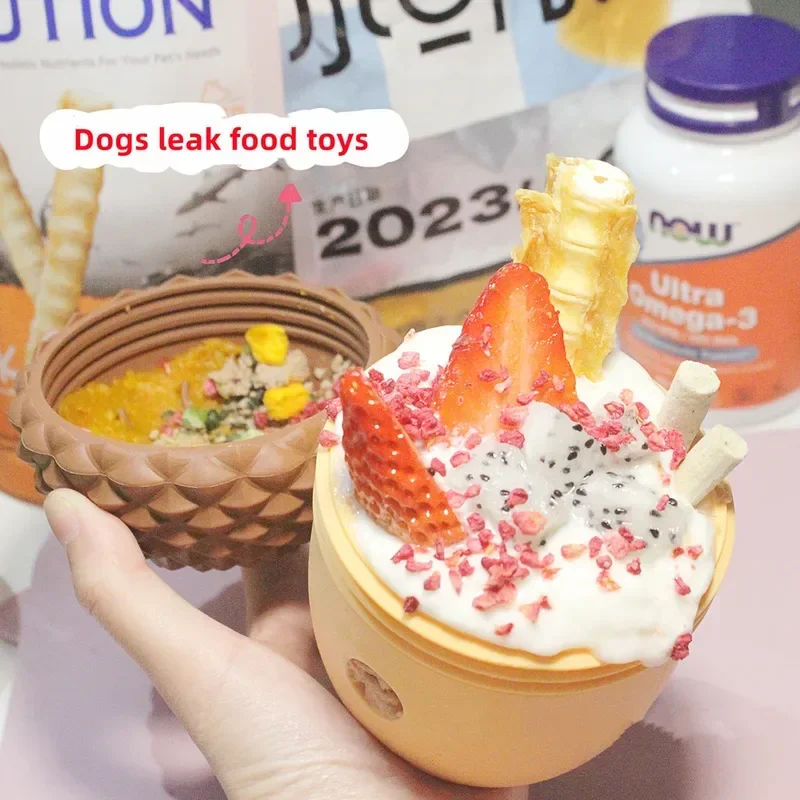 Juguetes para perros con fugas, bola de comida interactiva divertida para mascotas, cuenco alimentador lento, rompecabezas, juguete, piña, limpieza dental de mascotas, juguetes para masticar, suministros para mascotas - imagen 5