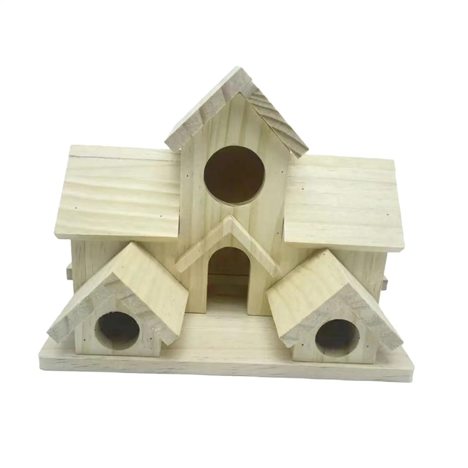 Casa colgante rústica de madera para pájaros de jardín con comedero - imagen 4