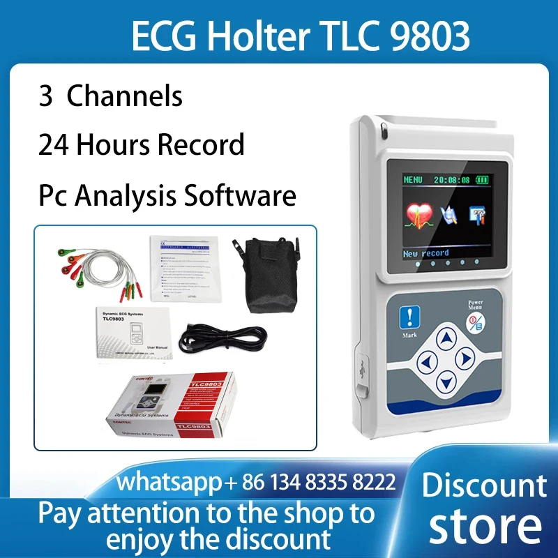Holter ECG de 3 canales CONTEC TLC 9803 genuino, Holter ECG, sistema de monitorización ECG dinámico, grabadora ECG de 24 horas TLC9803