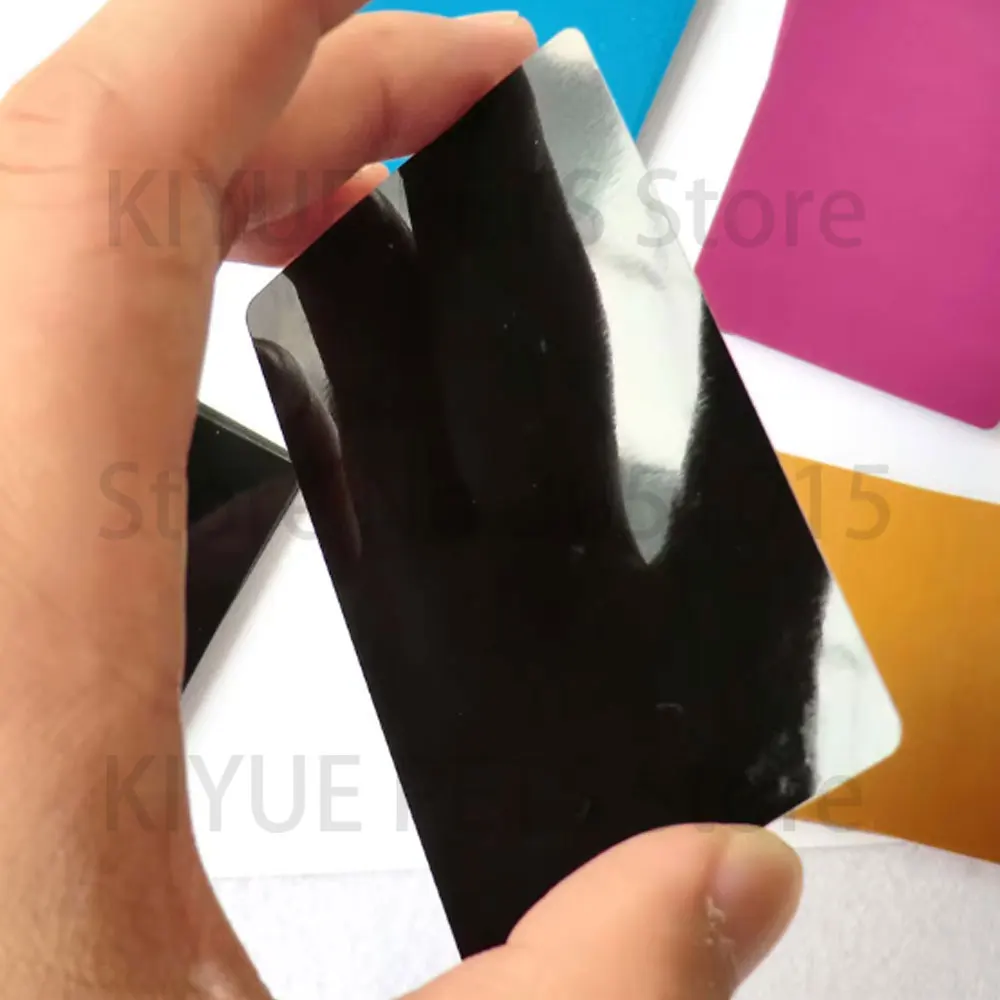 Venta al por mayor, 100 Uds., placa de nombre, tarjeta de aluminio, etiqueta de identificación de perro, tarjetas de visita de negocios de Metal grabadas con láser, etiquetas en blanco, negro y plateado - imagen 3