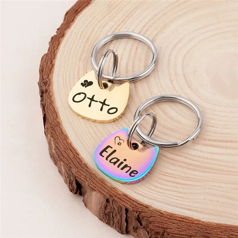 Etiqueta de nombre de gato personalizada, Etiqueta de perro antipérdida en forma de gatito de Metal, Collar de gato, etiquetas de identificación de perro de mascota lindas, grabado gratis - imagen 3