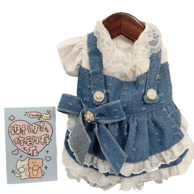 Vestido de vaquero suave para perro, vestido de princesa de encaje, Top ligero para gato de peluche, ajuste elástico para todas las estaciones para Chihuahua pequeña/pomerania - imagen 4