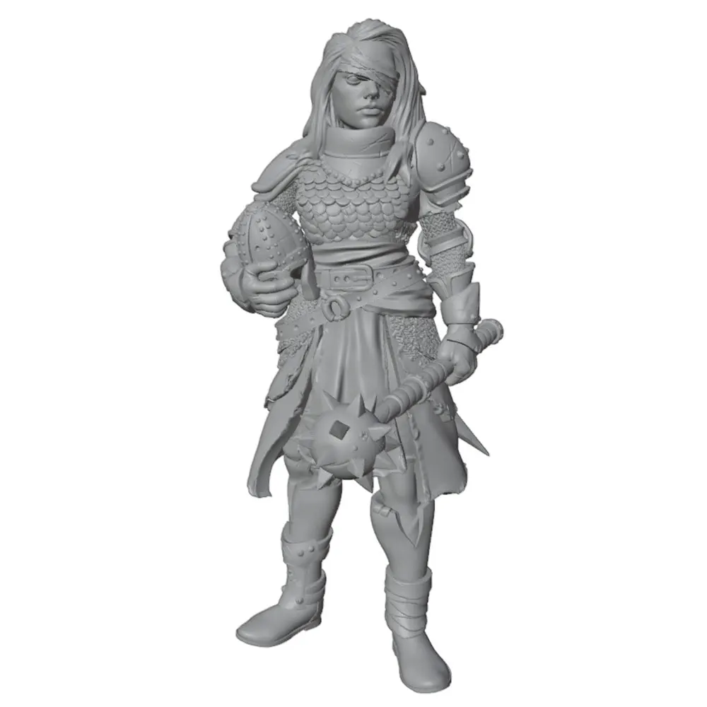 Figura de resina para coleccionismo guerrera con martillo lobo - imagen 3