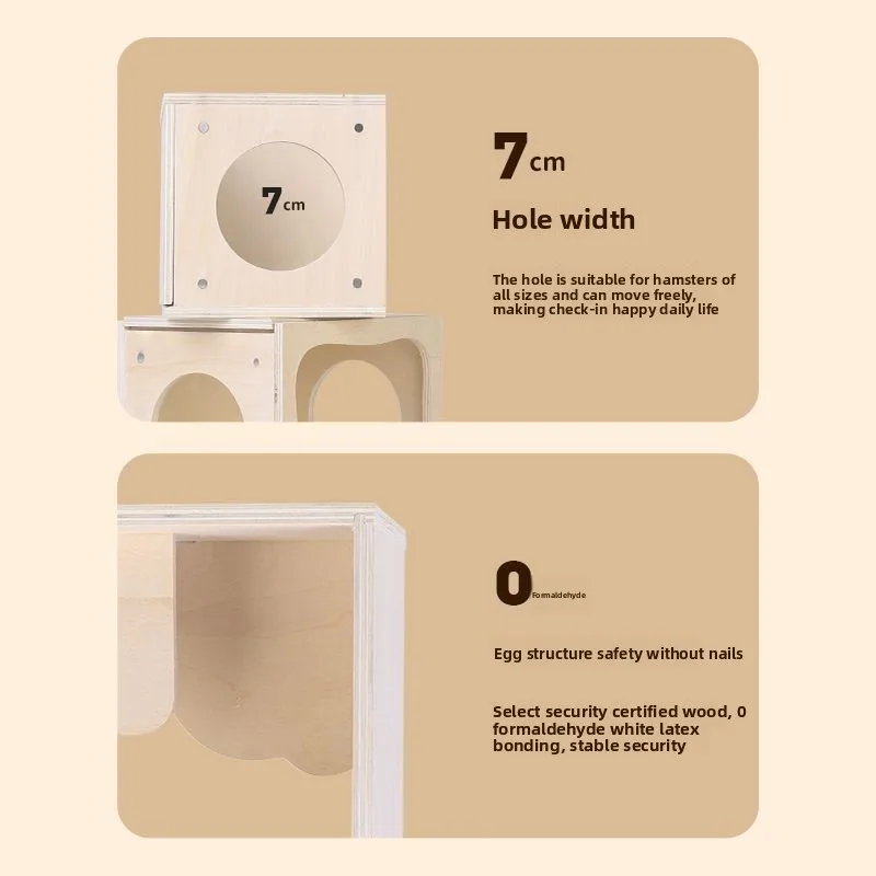 Casa de Escape para hámster, nuevos productos de madera para mascotas, oso dorado, casa pequeña, adorno de Voyeur, productos de madera maciza, jaulas para animales pequeños - imagen 2