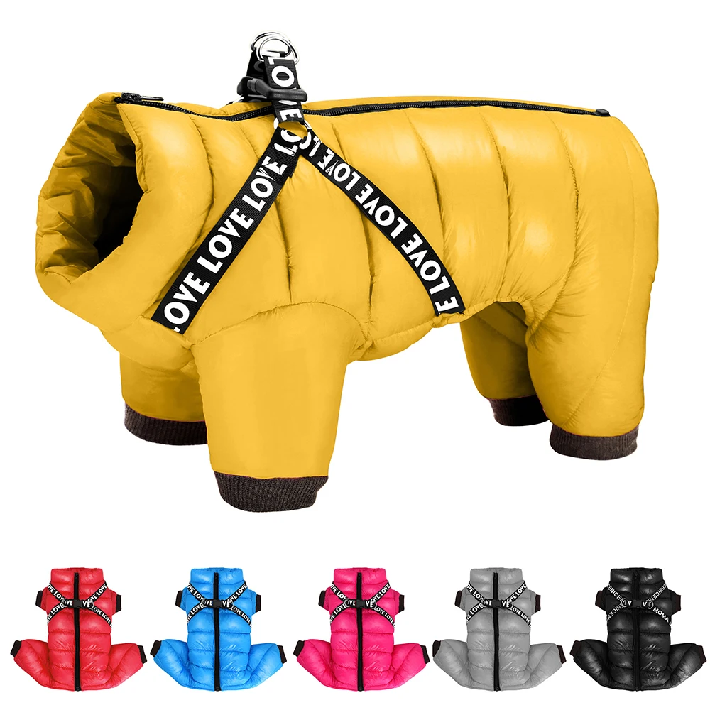 Ropa de invierno para perros, chaqueta supercálida para mascotas, abrigo con arnés, ropa impermeable para cachorros, sudaderas con capucha para perros pequeños y medianos