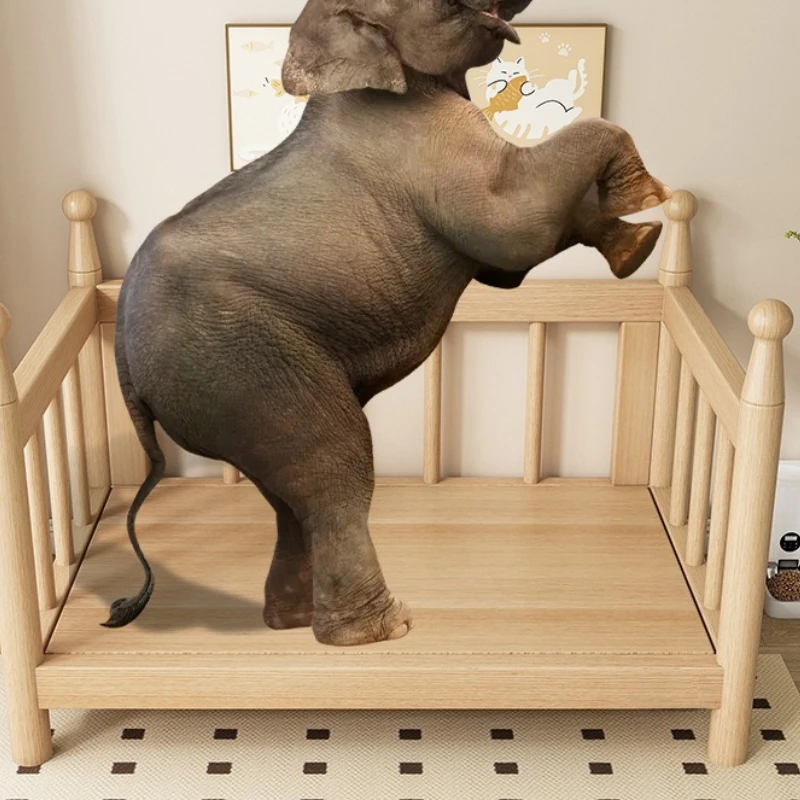 Cama de madera para perros, cabecera de cama moderna y duradera para perros, camas de seguridad para todas las estaciones, colchón extraíble, nido de gato elegante a prueba de humedad - imagen 3