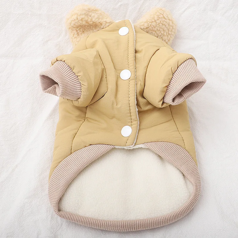 Abrigo cálido con anillo de tracción para perro, Chaqueta de algodón de dos patas, solapa de terciopelo de cordero para mascotas, felpa para perros pequeños, Otoño e Invierno - imagen 3