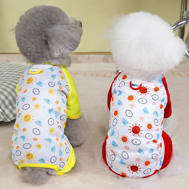 Mono refrescante, pijamas, ropa roja y amarilla para perros pequeños, disfraces de Chiwawa Shih Tzu, mono, monos para cachorros, todo en uno XXL - imagen 5