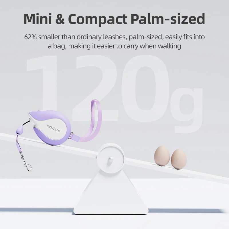 ROJECO Mini correa retráctil automática para perros, cuerda extensible de 3M para viajes al aire libre, caminar, senderismo, mascotas, gatos, perros, cuerda de tracción - imagen 2