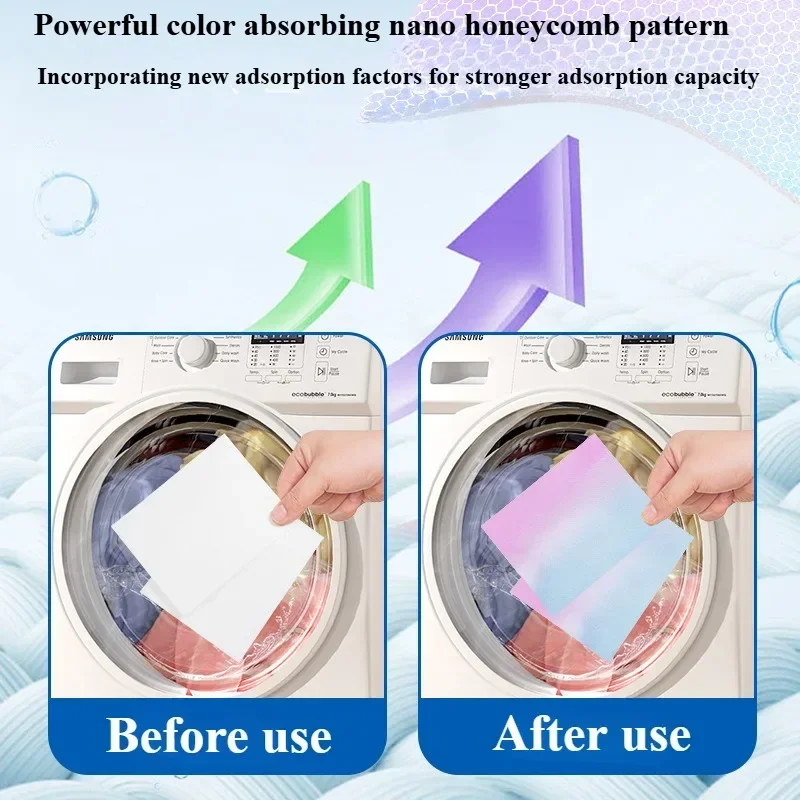 Hojas absorbentes anti-color para lavadora – Evita transferencia de color entre prendas - imagen 2