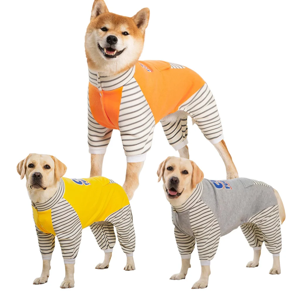 Pijamas grandes de cuello alto 8XL para perros, ropa cálida de invierno para perros grandes, Body de manga larga Labrador, traje de caída para perros con forro de felpa