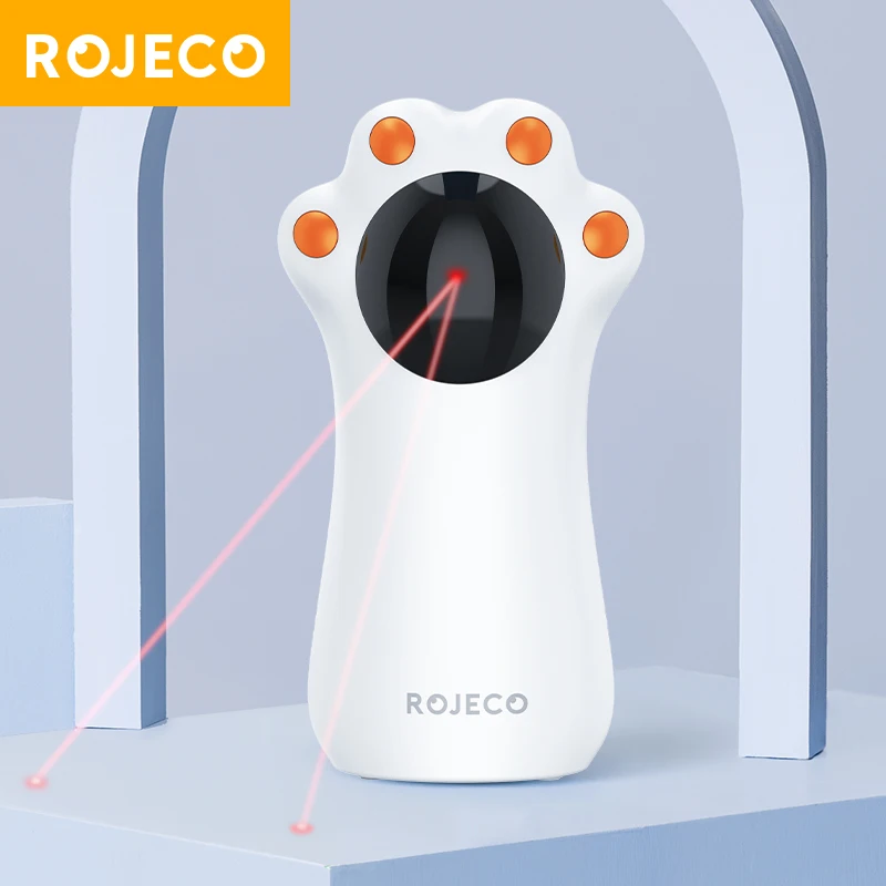 ROJECO-juguete láser automático para gatos, juguetes inteligentes interactivos, activación de movimiento LED, accesorios de juguete inalámbricos de mano para interiores