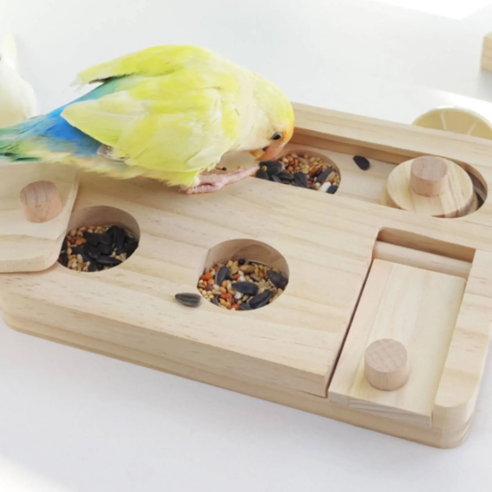 Juguete de madera para loros y agapornis – Estimulación mental - imagen 3