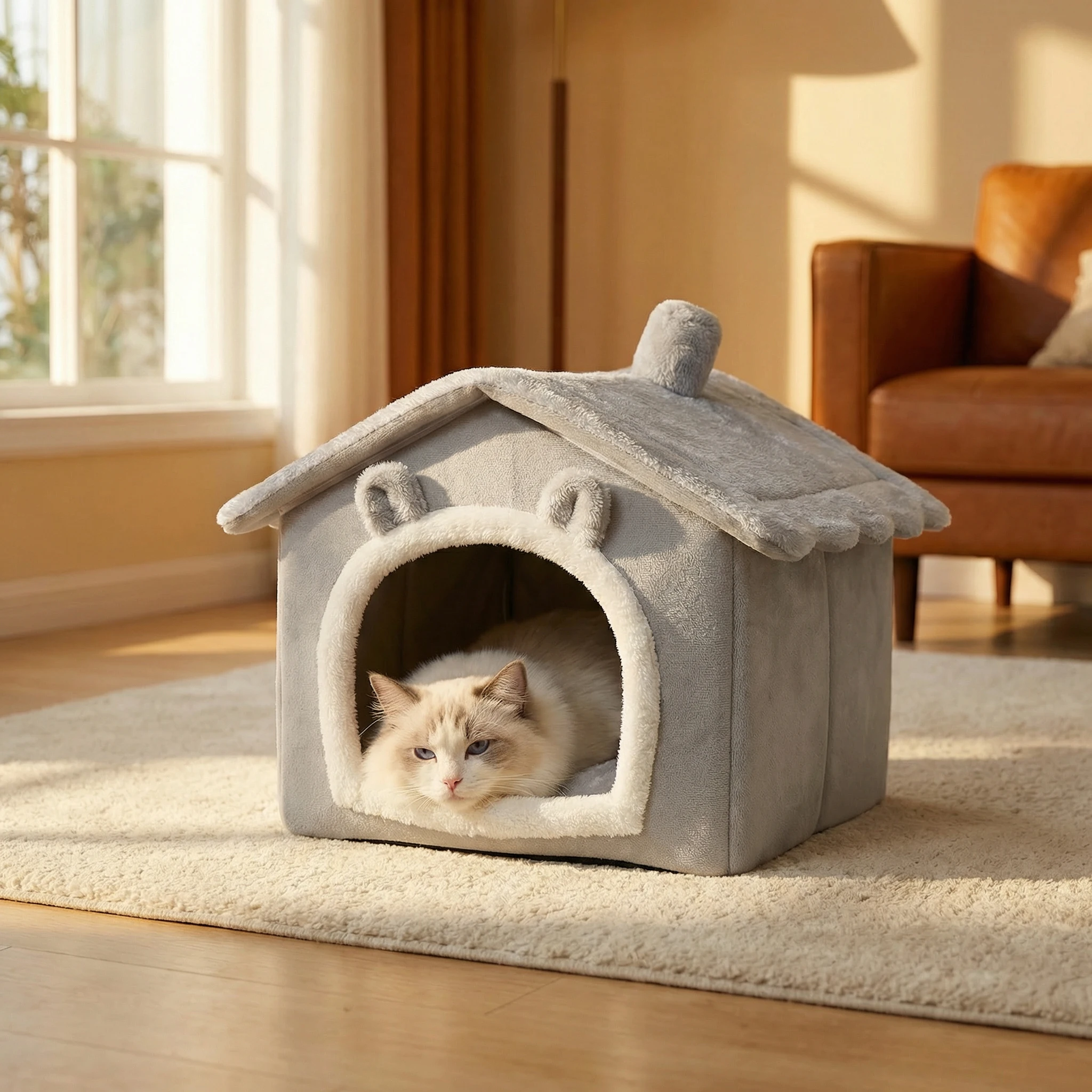 Cama cueva plegable y lavable para gatos y perros - imagen 4