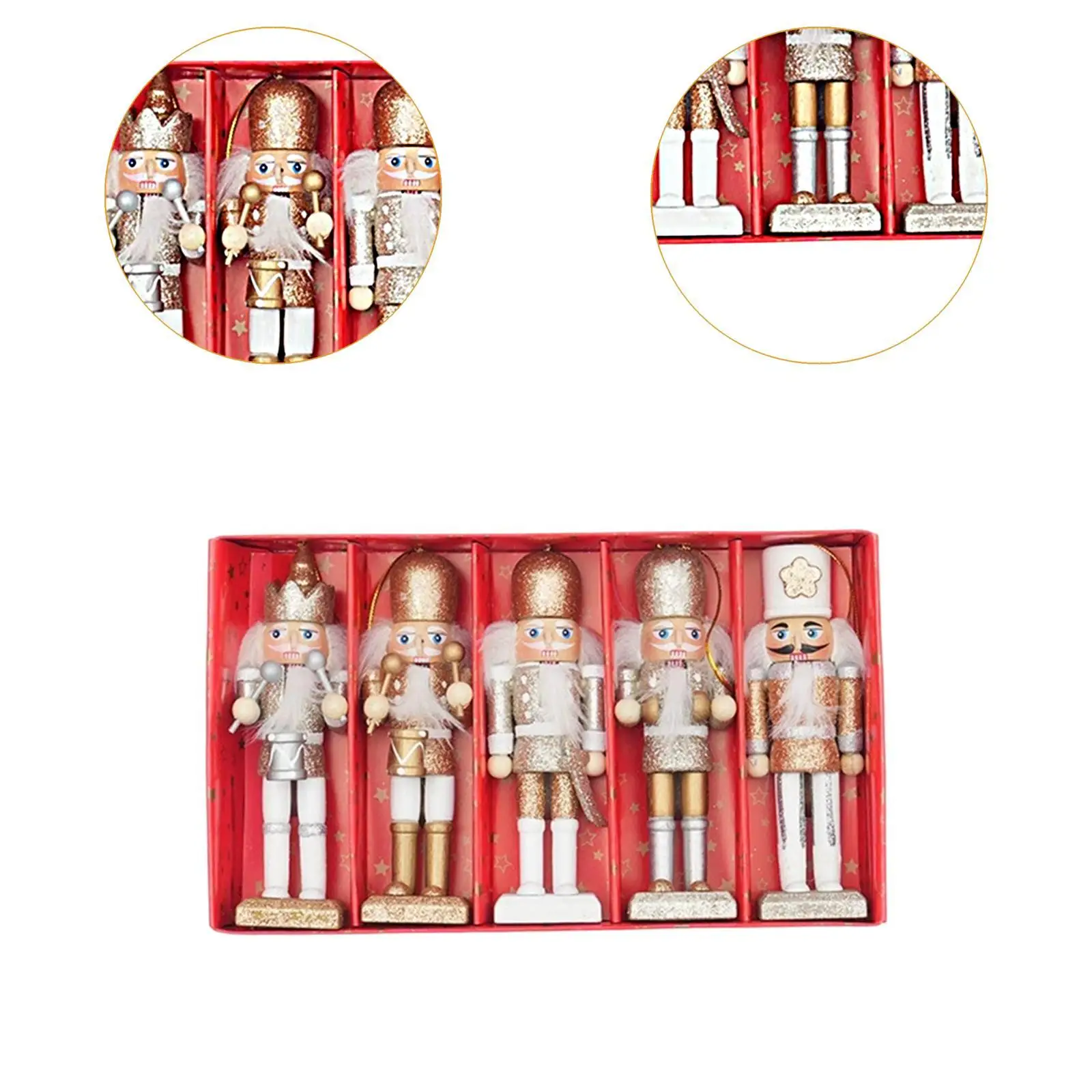 Figura de Cascanueces de Navidad, estatua de Cascanueces, resistente, versátil, portátil, colección de regalos de Navidad tradicionales, hecha a mano, 5 piezas - imagen 5