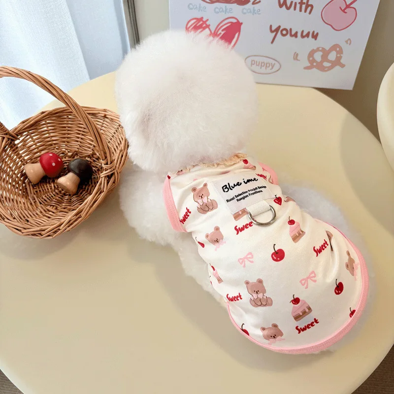 Chaleco de encaje fino de primavera para mascotas, ropa para perros y gatos, chaleco de peluche, ropa para cachorros, ropa para perros pequeños, chalecos refrescantes - imagen 4