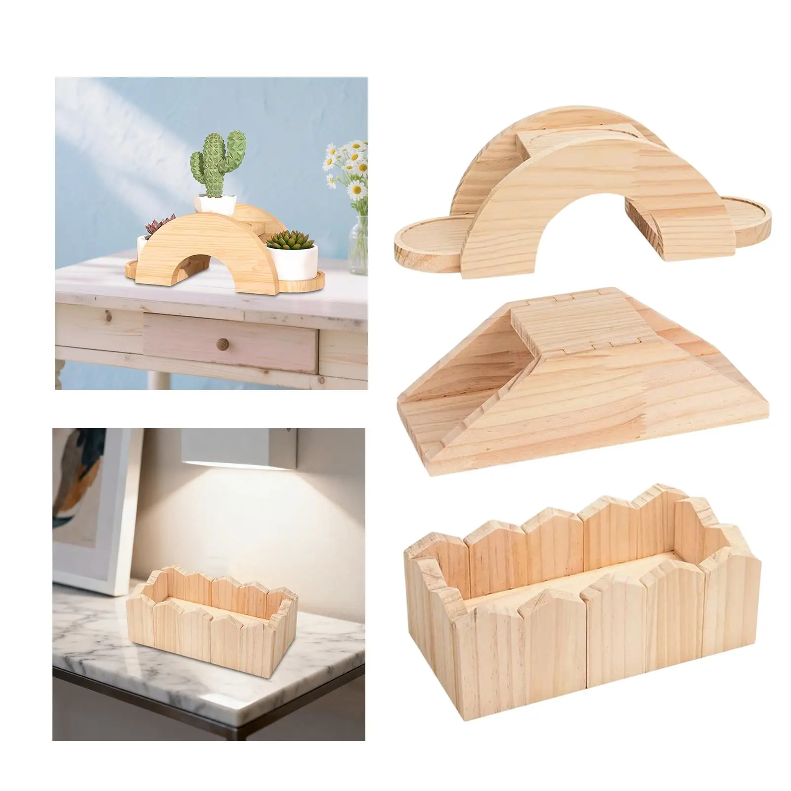 Tabletop Plant Stand Wooden Decorative,Planter Holder,Display Shelf,Desktop Flower Pot Rack for Countertop Windowsill Balcony