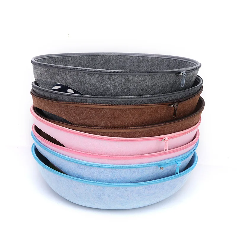 Cama para gatos, casa de fieltro Artificial para gatos, saco de dormir con cojín nido, cáscara de huevo, cueva para mascotas semicerrada transpirable desmontable