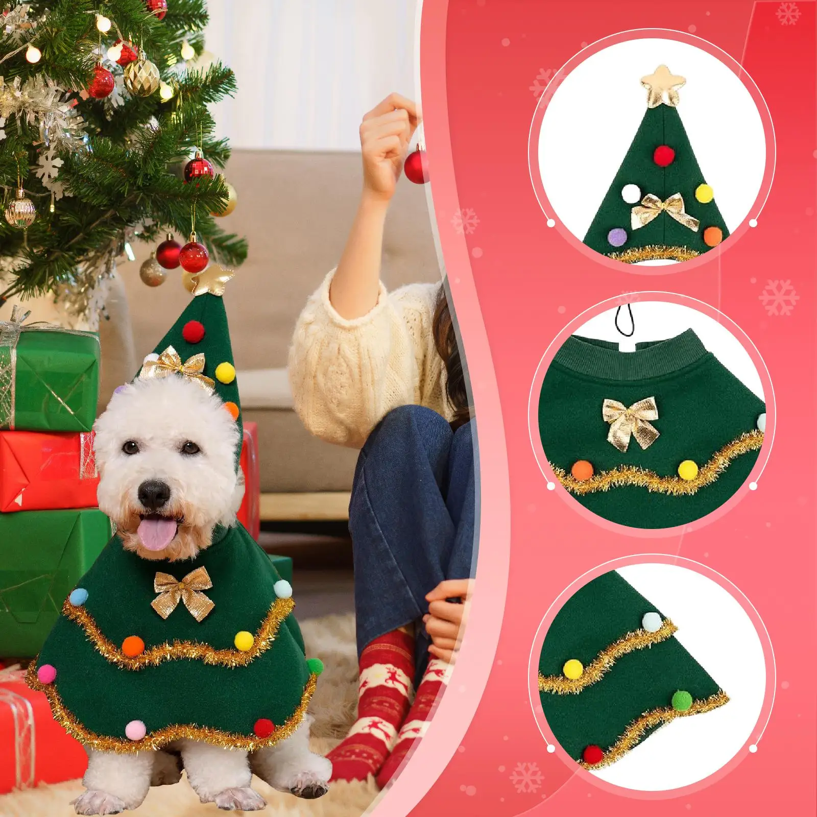 Disfraz navideño para perro, sombrero con capa, accesorios de Cosplay para cachorro, traje para gato, ropa para mascotas para viaje en el parque, niño y niña, Año Nuevo - imagen 5