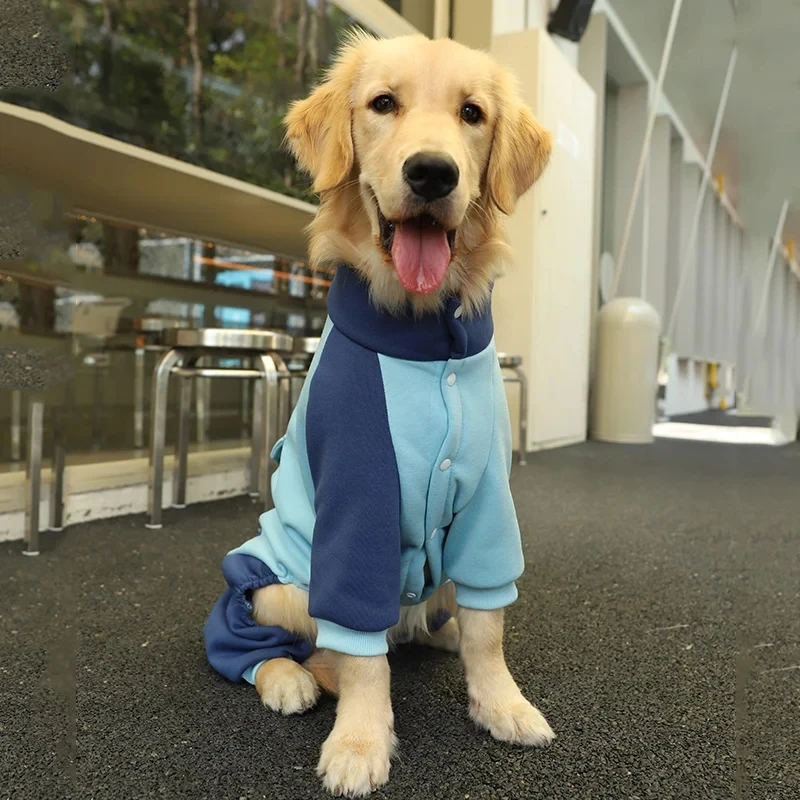HOOPET chaqueta gruesa con capucha para perros medianos y grandes Labrador Otoño Invierno ropa cálida monos de moda para proveedores de abrigos para perros - imagen 2
