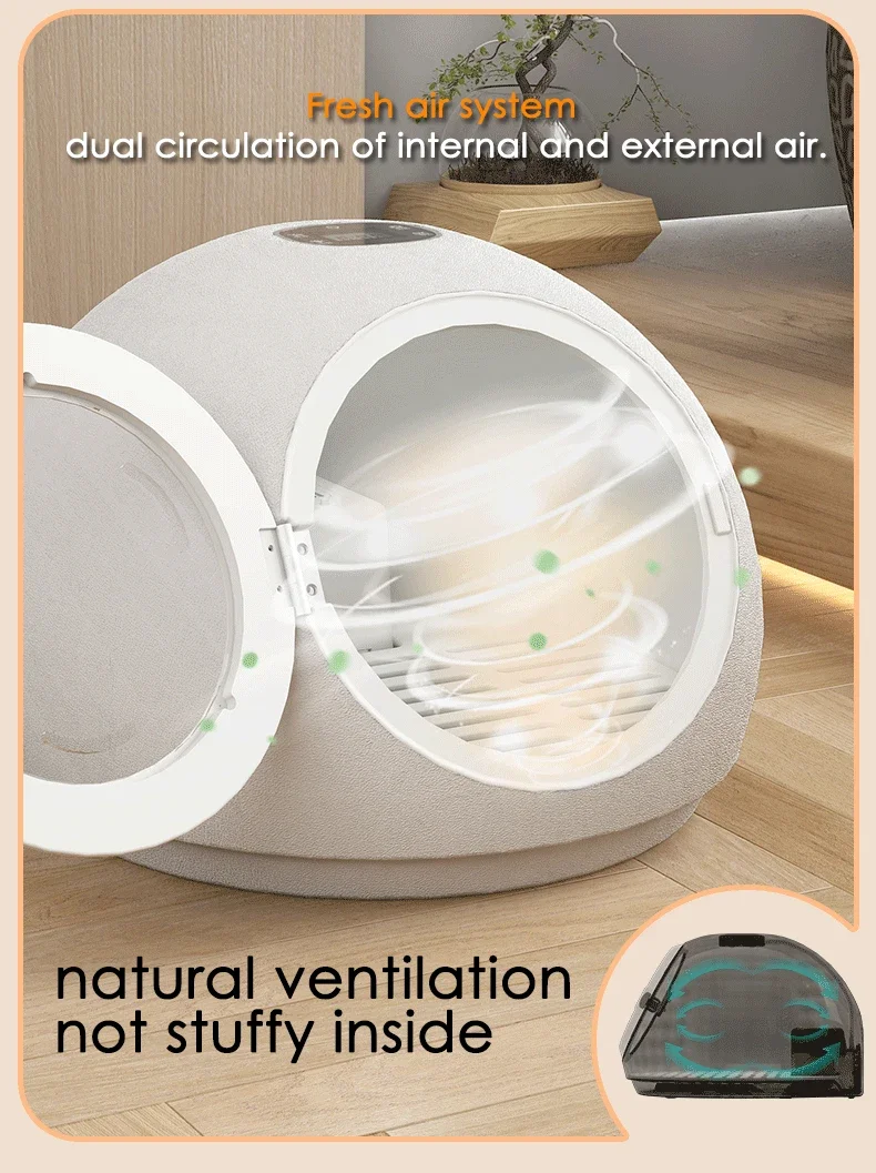 Caja de secado inteligente redonda para mascotas, secado doméstico para gatos y mascotas, ducha totalmente automática para perros, secador de pelo, desinfección multifuncional - imagen 4