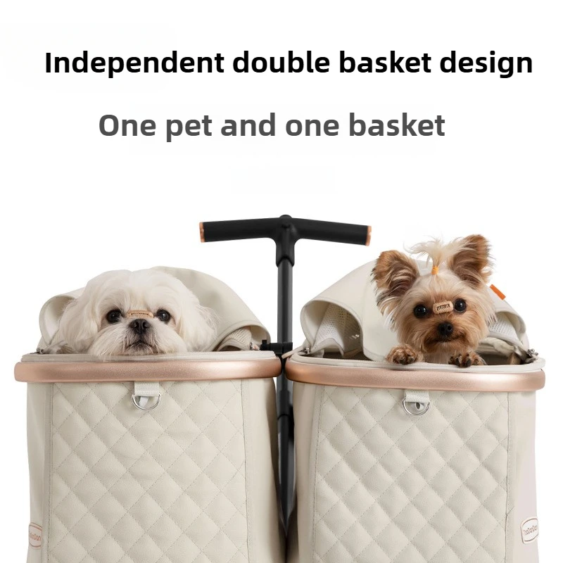 Cute Foldable Cat Stroller for 2 Cats 4 Wheels Outdoor Dual Cat Stroller Bag Detachable Dog Trolley Carrier Luxury Pet Products - imagen 3