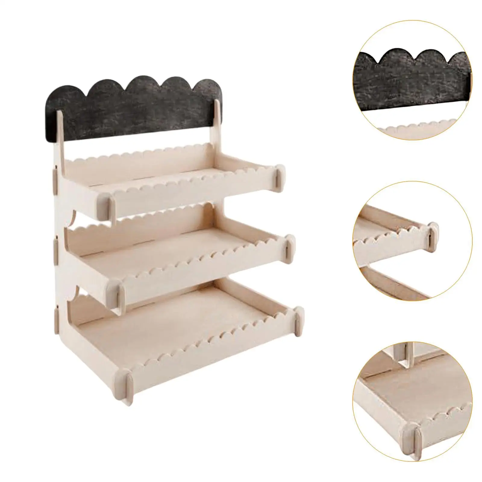 Wooden Display Rack Storage Rack 3-tier Large Capacity Multifunctional Gifts Cupcake Stand for Candy Farmers Market Snack