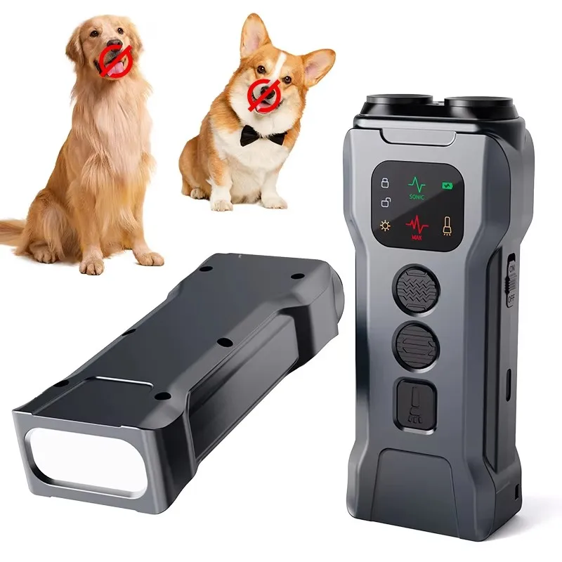 Repelente de perros Dispositivo ultrasónico de entrenamiento para perros disuasorio antisadridos recargable con linterna LED - imagen 2