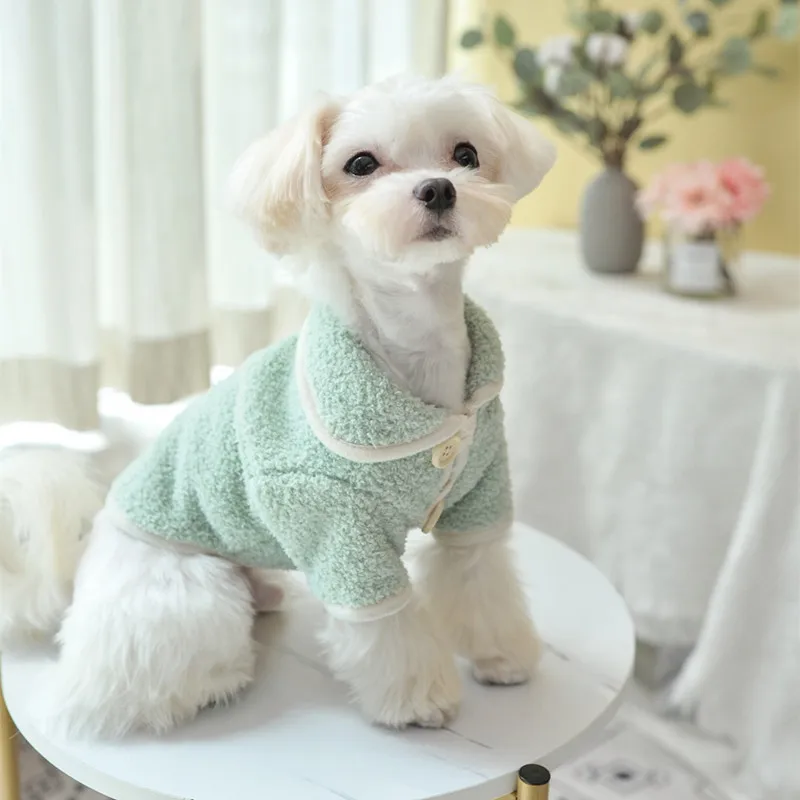 Ropa de invierno de lana para perros, ropa de manga larga de felpa, abrigo cálido, chaqueta para perros pequeños, Chihuahua, Yorkie, disfraces para cachorros, trajes XXL - imagen 5