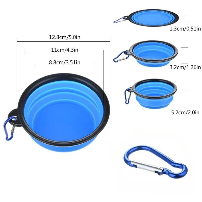 Cuenco plegable para perros, cuencos de viaje plegables de silicona para mascotas, alimentación de agua y alimentos, plato de taza plegable sin BPA con mosquetón - imagen 2