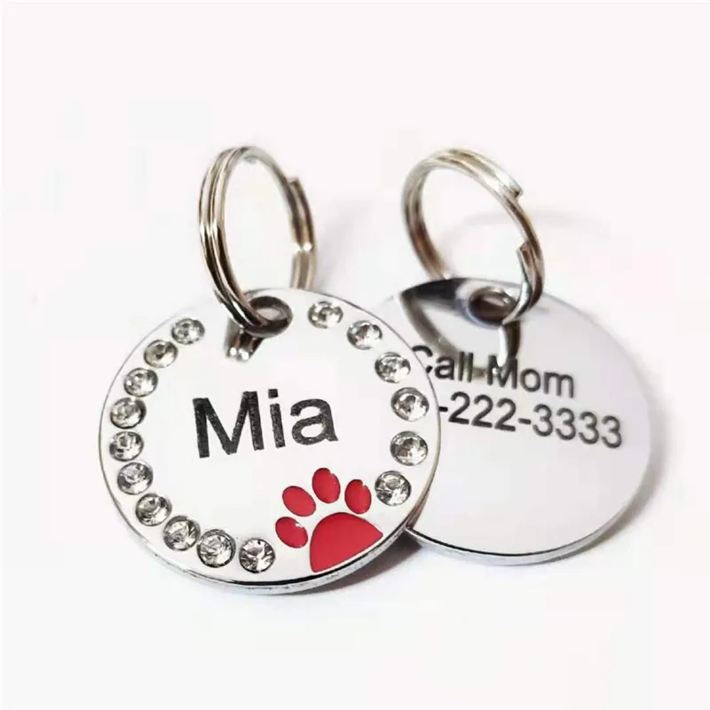 Etiqueta de identificación personalizada para perros y gatos, accesorios de Collar para mascotas, grabado personalizado, nombre de dirección - imagen 4