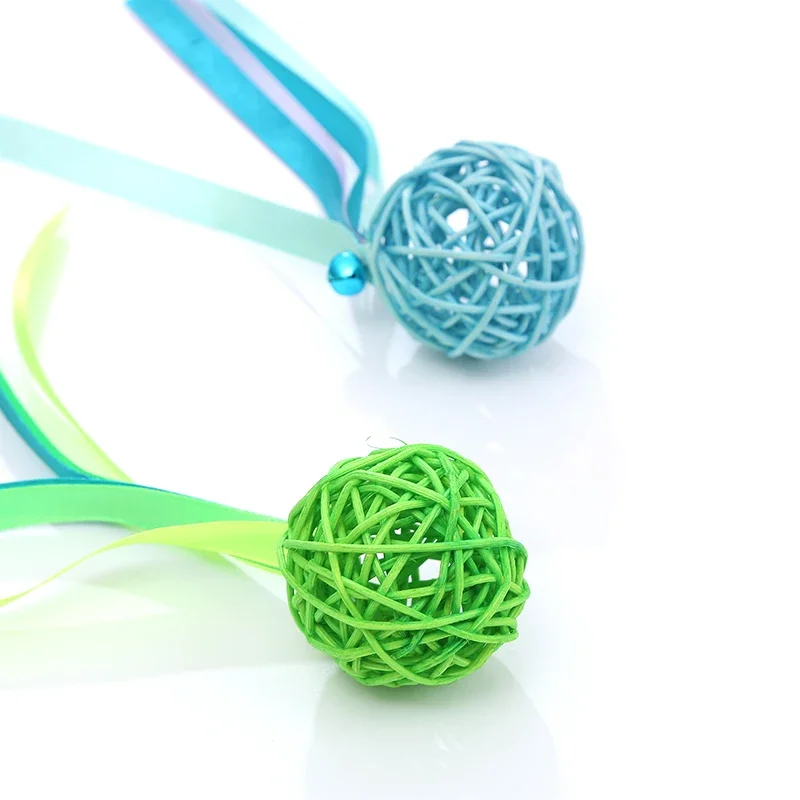 Juguete para gatos, bola de ratán multicolor, campana trasera, juego interactivo, suministros para mascotas - imagen 4