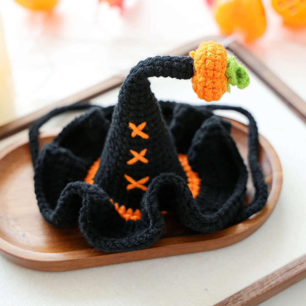 Gorro tejido para mascotas, accesorio bonito para perros pequeños, gorro de lana para Halloween, accesorios para perros pequeños, accesorios para cachorros - imagen 4