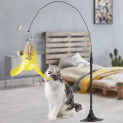 Juguete interactivo cazamoscas con plumas y campana para gato