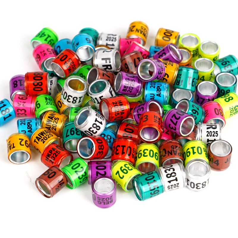 100 Uds 2026 anillo de pie de Paloma de plástico de aluminio con número letra pájaro pierna signo anillos Fly Race identificación círculo peregrino