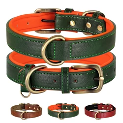 Collar de cuero PU para perros - acolchado suave y ajuste cómodo