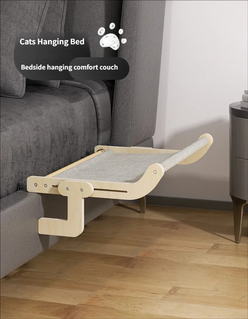 Cama para gatos amplia para ventana con marco de madera colgante - imagen 5
