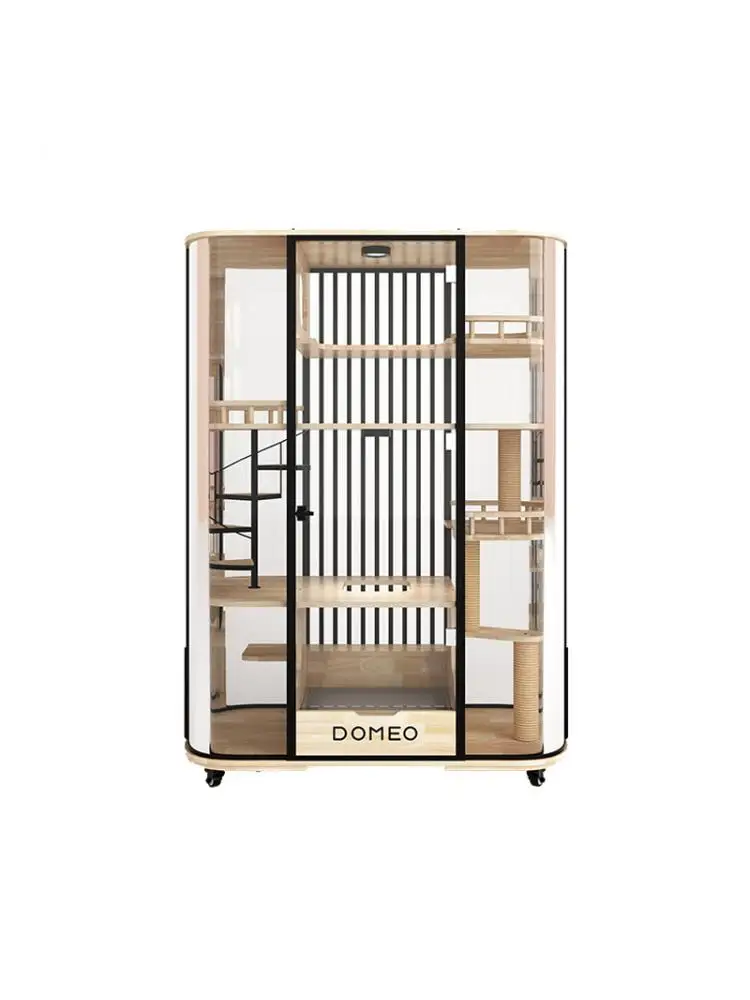 Villa panorámica para gatos, casa de vidrio de 360 grados, completamente transparente, de lujo, de madera maciza, armario para gatos - imagen 5